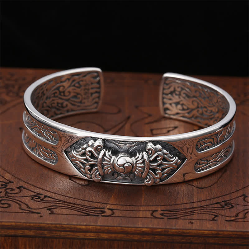 LAOTLON  Vajra Dorje Engraved Spiritual Power Bracelet Bangle