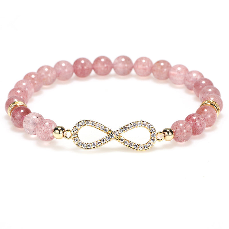 LAOTLON Natural Strawberry Quartz Positivity Healing Bracelet