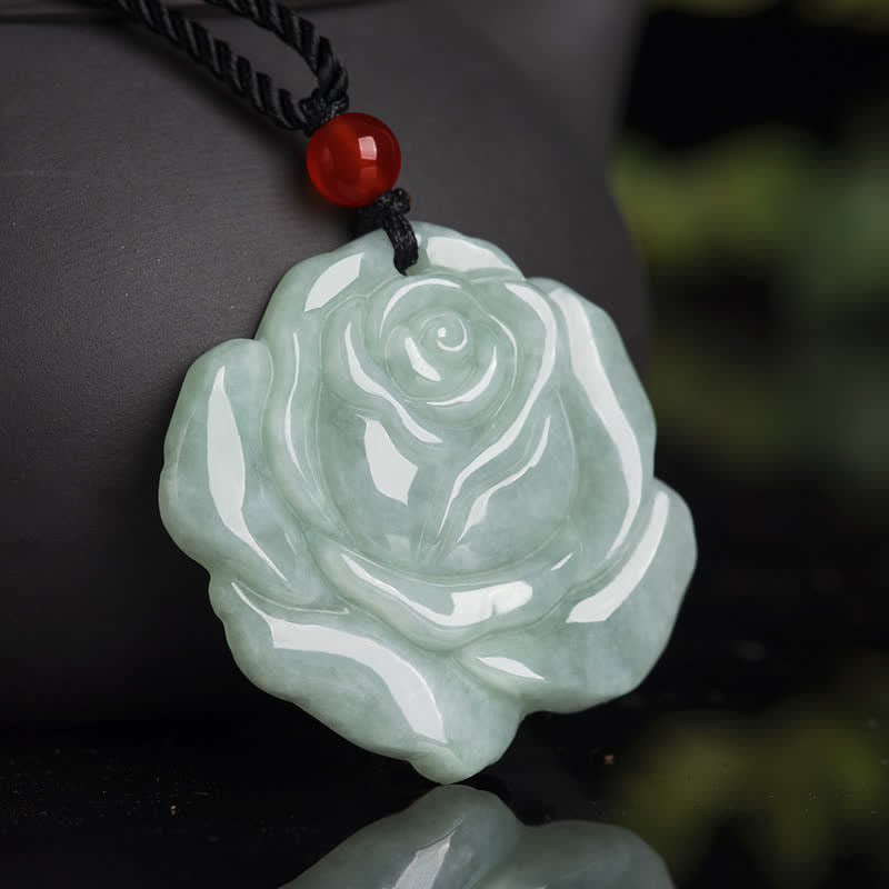 LAOTLON Lotus Pattern Jade Abundance Prosperity Necklace String Pendant