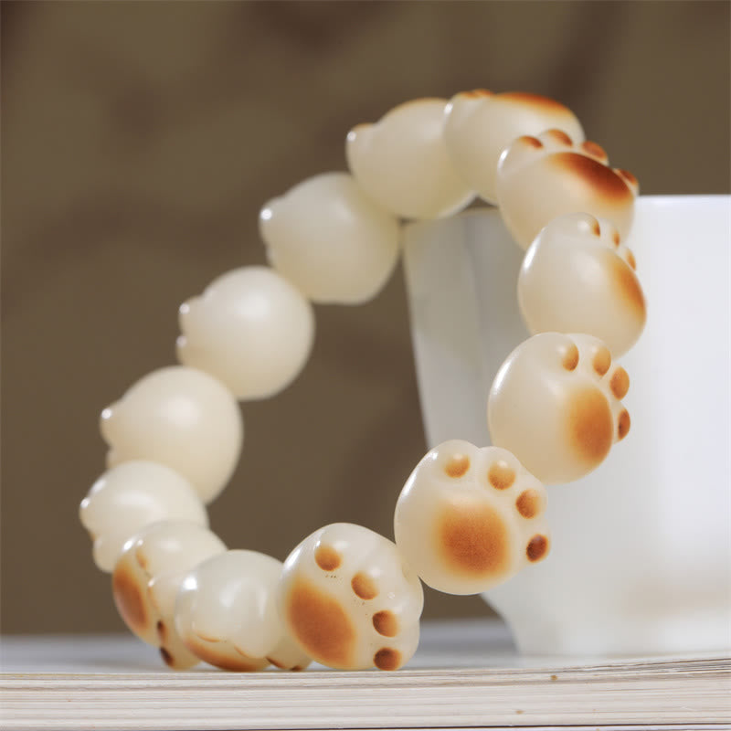 LAOTLON Cute Cat Paw Claw Bodhi Seed Peace Bracelet