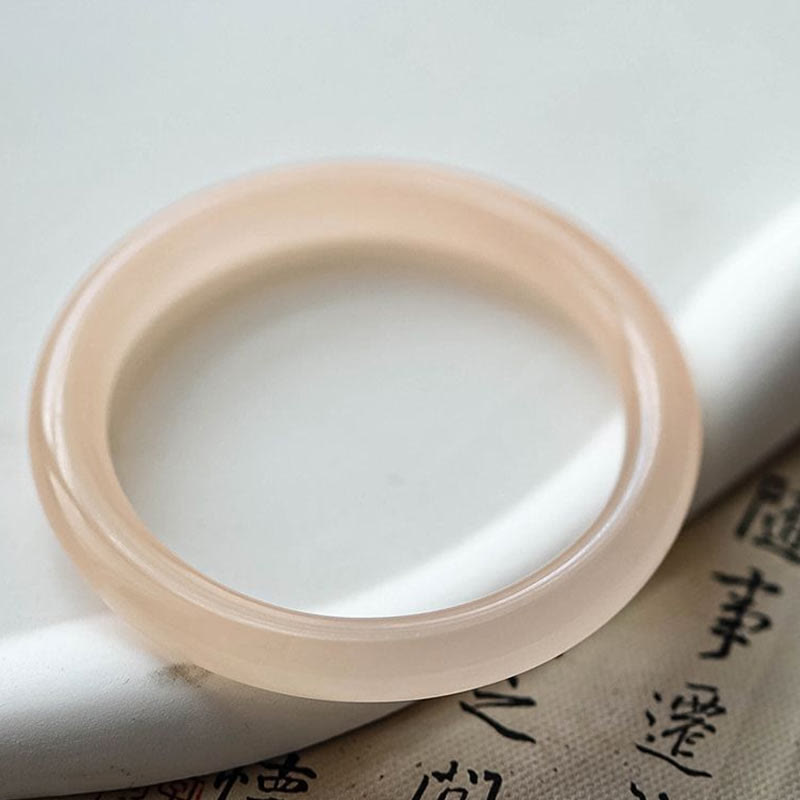 LAOTLON Natural Dusty Rose Pink Jade Self-Love Bracelet Bangle