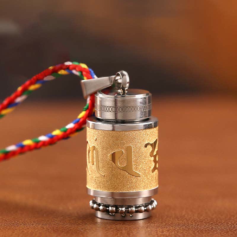 LAOTLON Tibet Om Mani Padme Hum Shurangama Mantra Titanium Steel Wisdom Amulet Necklace Pendant